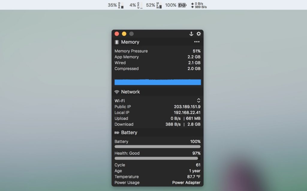 Menubar stats