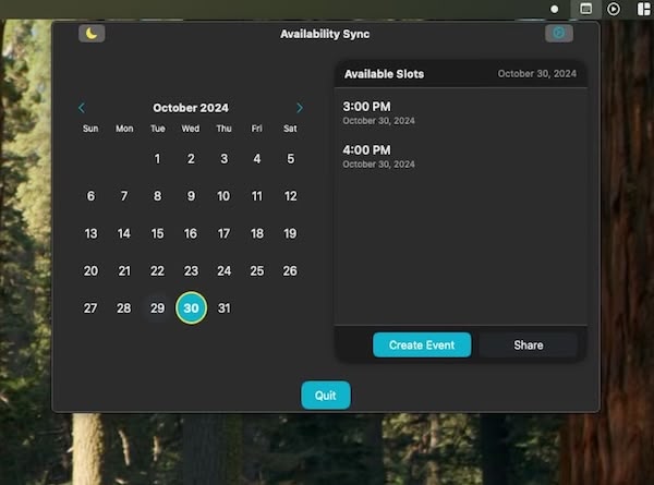 Availability Sync Menu Bar